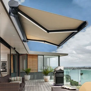 Factory Wholesale Remote Control Waterproof Awning Motorized Outdoor Electric Awning Shade With Led Light
