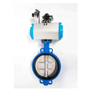double acting actuator wafer type butterfly valve with 24v solenoid valve