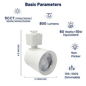 Factory Direct Price Flexible 5CCT Track Lights Aluminum LED COB Spotlight 10W Adjustable Smart For Showroom Gallery Commercial
