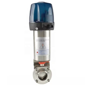 Stainless Steel Sanitary Pneumatic Operated Butterfly Valve With Intelligent Head