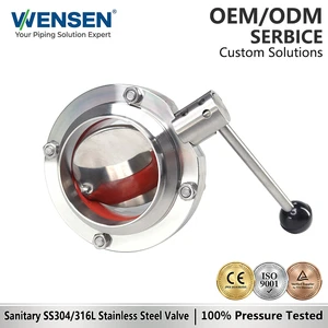 Wensen 304SS 316L Stainless Steel Sanitary Butterfly Valve Clamp Welding Quick Thread Sanitary Butterfly Valve