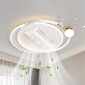 Modern LED Silent Fan Light With Remote Control Three-Color Strong Wind Anti-Flicker No Blades Living Room Bedroom Dining Room