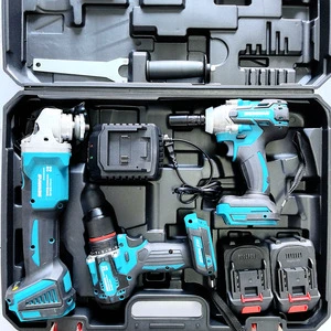 Wholesale 21V Cordless Power 3pcs Tool Set 2 Batteries Lithium-ion Combo Kit Drill 125mm Angle Grinder Wrench with Logo OEM