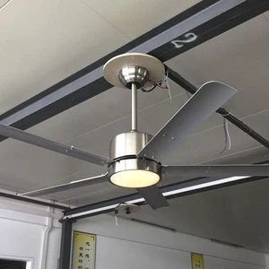 52 Inch Air Cooling Fan Industrial Fan Modern Brushed Nickel LED Ceiling Fan Light With 5 Aluminium Blades,Wall Control