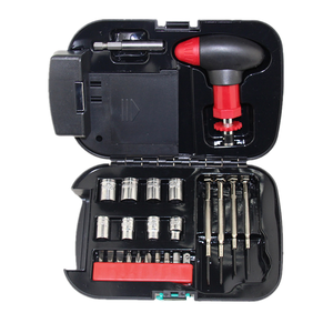 24-In-1 Multi-Functional Carbon Steel Industrial Use Hardware Set Screw Driver AA Battery Hand-Power Source Flashlight Hard Case