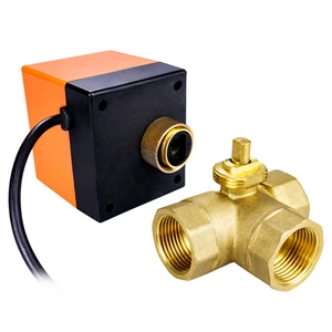 TMOK AC 220V 110V DC5V 24V 12V Three Wires Two Control 3 Way Brass Electric Motorized Ball Valve With Actuator