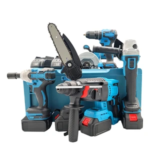 Battery Power Tool Set with Cordless Tools and Lithium Battery Combo