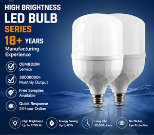 Factory Wholesale T Type LED Column Bulb E27 Base AC85-265V High Lumen Energy Saving Lamp For Warehouse Home Indoor Lighting