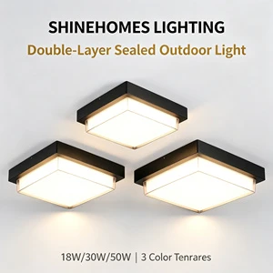 Outdoor Aluminum LED Ceiling Light Waterproof Insect-Proof 3000K-6000K Color Temp Modern Design Human Body Sensing Villas