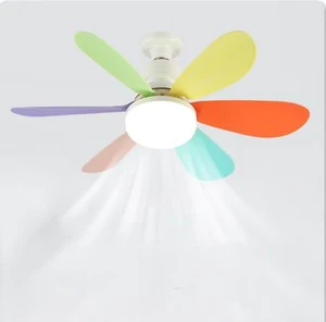 Modern LED Six-Leaf Flower-Shaped 3-Speed Low Profile Ceiling Fan Light E27 Remote Control Stepless Dimmable Plastic Living Room