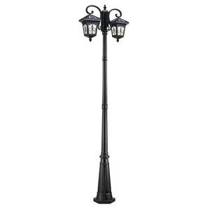 IP65 Waterproof LED European Vintage Double Head Outdoor Lamp Post Antique Die-Cast Aluminum Courtyard Garden Street Light