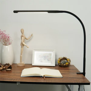 Modern Clip on LED Desk Lamp with Aluminum Clamp USB Table Lamp for Night Reading & Studying Dimmable Metal Shade DC Powered