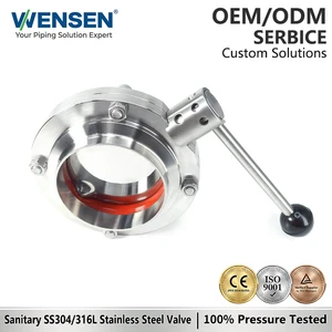Wensen 316 Stainless Steel Manual Sanitary Welded Butterfly Valve With Compliant Food Grade
