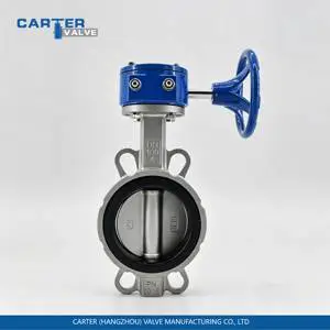 Carter Stainless Steel Worm Gear Wafer Butterfly Valve Remote Control Soft Seat EPDM/NBR Reliable Sealing Water/HVAC/Sewage/Gas