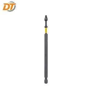 DT Professional 150mm S2 Steel Impact Bits SQ2 Head Screw Driver Bits Sand Blast Surface Treatment With Color Ring