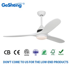 Gesheng LED Fan Light with 3 Blades Solid Wood Remote Control Quiet DC/AC Motor American Style for Hotel Household