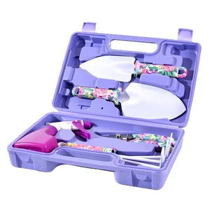 High Quality Garden Equipment Flower Design Purple 5 Piece Garden Tool Set with Carrying Case