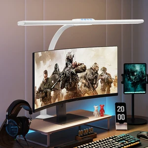 60cm Gooseneck LED Desk Lamp with Wide Office Light Bright Dimming Workbench Studio Monitor Computer AC Powered Metal Shade