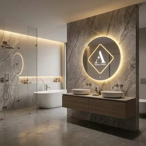 Modern Style LED Salon & Bedroom Bathroom Mirror Wall-mounted Frameless Vanity Mirror with Three-color Lights