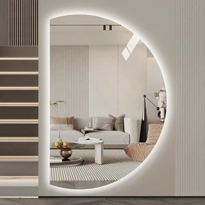 Half Moon LED Bathroom Mirror Smart Touch Sensor Wall Mounted Irregular Vanity Mirror for Hotel Home