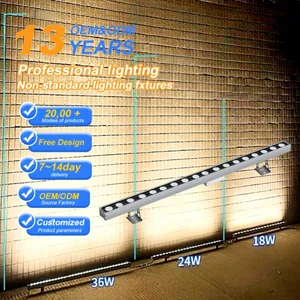 IP65 Waterproof RGBW LED Wall Washer Light 24V Adjustable Aluminum Linear Dimmable 18W/24W/36W 2800-6500K Architectural Facade