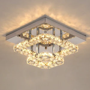 24W White Warm Modern Flush Mount Led Corridor Bedroom Ceiling Lights With K9 Crystal
