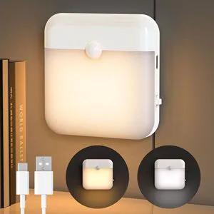 Portable USB Rechargeable Smart Cute Mini Small Square Motion Sensor LED Night Lamp Light for Kids Elder Bedroom Magnetic Lamp