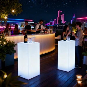 Modern Style Waterproof Eco-Friendly LED Square Pillar Light 16 Colors for Home Bar Hotel Park Party Decor-Plastic Material