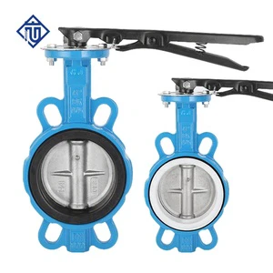 DIN BS JIS ANSI Standard Ductile Iron Soft Seal Manual Wafer Butterfly Valve