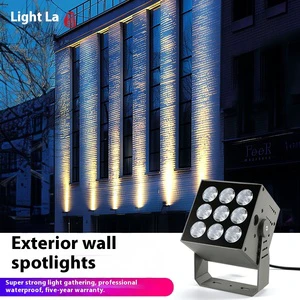 Outdoor IP65 Waterproof LED Wall Lamp with Long-Range Beam Dimmable Remote Control for Building Exterior Landscape Lighting