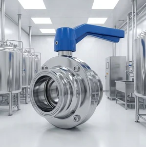 Sanitary SS316 Mirror Polish Butterfly Valve Food Grade Manual Water Valve ETRANY Brand