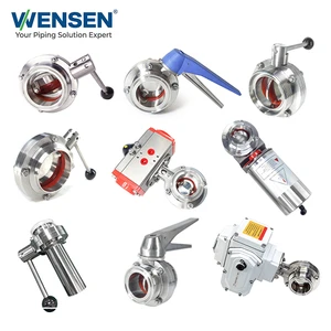 Sanitary Stainless Steel SS304 SS316 Manual Tri Clamp 3/4-10in butterfly Valve For Food Dairy ISO DIN SMS