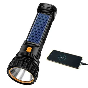 Solar-powered Rechargeable Multi-functional 1000-lumen Light-emitting Diode Flashlight - Portable Outdoor Camping Lamp