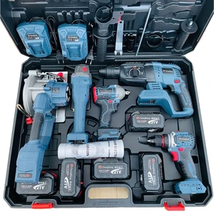 5 in 1 Cordless Power Tool Set Brushless Multi-Function with Hard Case Includes Electric Wrench OEM Support