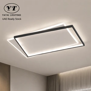 Surface Mount Modern Geometric Acrylic Led Ceiling Light Remote Dimmable Tri Color For Home Bedroom Living Room