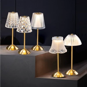 Northland Cordless Rechargeable 3 Color Modes Stepless Dimmable LED Touch Portable Crystal Gold Metal Beside Desk Table Lamp