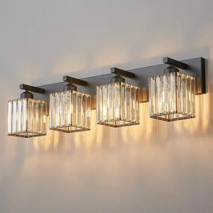 LED Bathroom Vanity Lighting Fixtures Crystal Brass Wall Lamps with Gold Over Mirror for Living Room