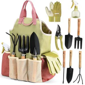 10 Pcs Gardening Tools Set Complete Garden Tool Kit with Bag Gloves and Spray Bottle for Indoor and Outdoor,