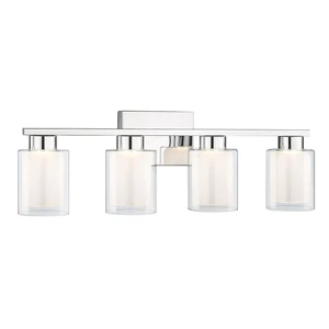 New Arrival Chrome Bathroom Vanity Light Double Glass Lampshade 3CCT Dimming Modern Led Vanity Wall Lights for Bedroom Bathroom