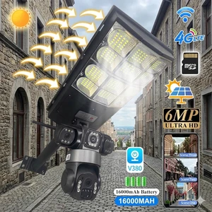 Solar Low Power Battery Street Lamp V380pro App Two Way Voice Alarm Color Night Vision Solar Powered Camera With AI Detection