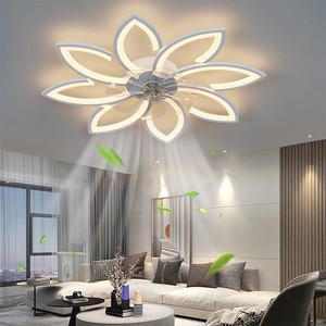 Acrylic Modern Led Minimalist Simpleflower Ceiling Lamp Dining Room Remote Control Ceiling Fan Light with Fan for Bedroom