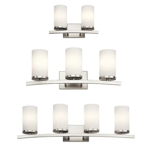 Hotel Indoor 2 or 3or 4 Light Glass Bathroom Vanity Bathroom Fixture Modern Brushed Nickel Wall Vanity Light