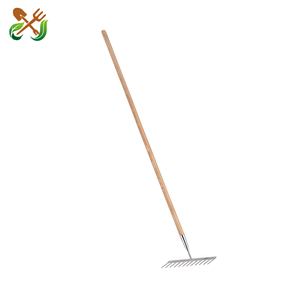 Heavy Duty Soil Loosening Tool Stainless Steel 12 Teeth Level Head Rakes Wood Handle DIY Garden Hand Rake Gardening Accessories