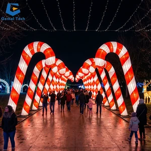 Turnkey Light Solution Walk Through Christmas Cane Candy Tunnel Christmas Light Display for Winter Festival Manufacturer