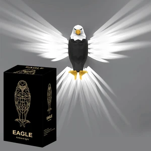 Upgraded LED Animal Wall Lamp 3D Eagle Owl Animal Projections Remote Control Holiday Modern Bedroom Wall Lamp for Living Room