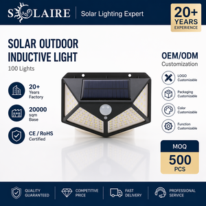 OEM Solar Wall Light PIR Sensor 4 Side LED Outdoor Garden Lamp Waterproof ABS Villa Patio Street Decorative Custom Logo