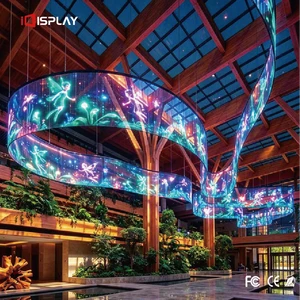 P20 Outdoor Flexible LED Mesh Screen IP68 Waterproof Transparent Building Media Facade Pixel Grid Display