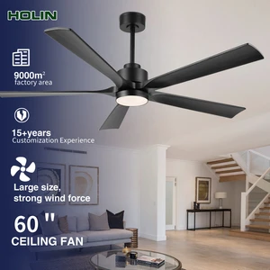 American Nordic Modern Style 5 Wood Blades 60 Inches DC LED 18W Ceiling Fan Lamp Remote Control Dimmable Living Room