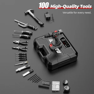 NANWEI Professional Electric Power Tools Kit 20V Cordless Drill &Hand Tool Box Combo Set