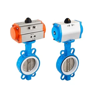 High Quality D671F-16Q Pneumatic Wafer Type Butterfly Valve PTFE Ductile Iron DN40 DN50